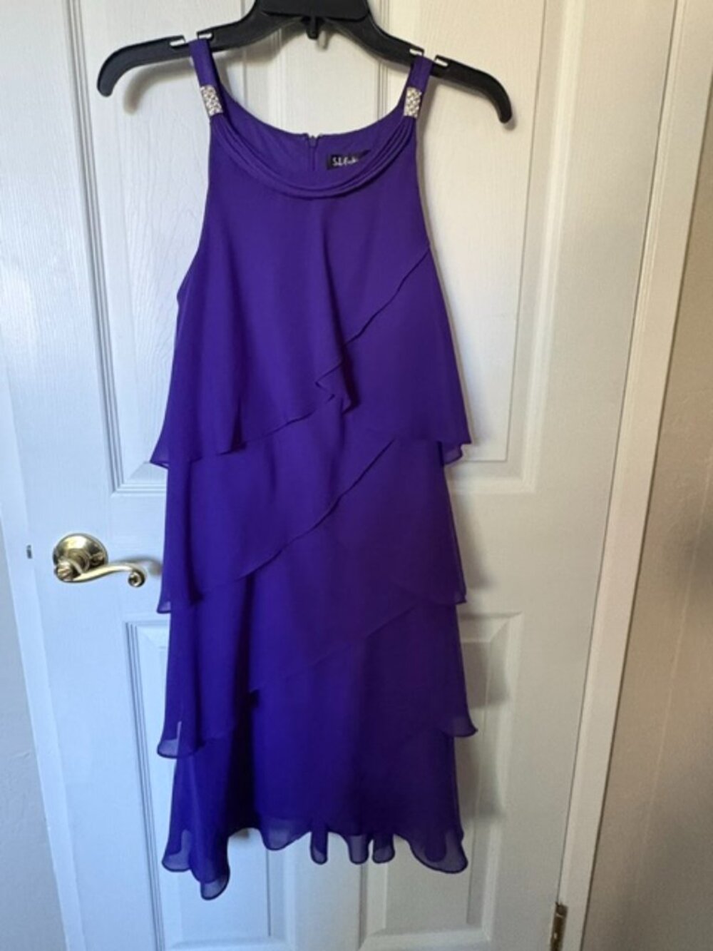 S. L. Fashions Purple Tiered ruffled cocktail dress size 12